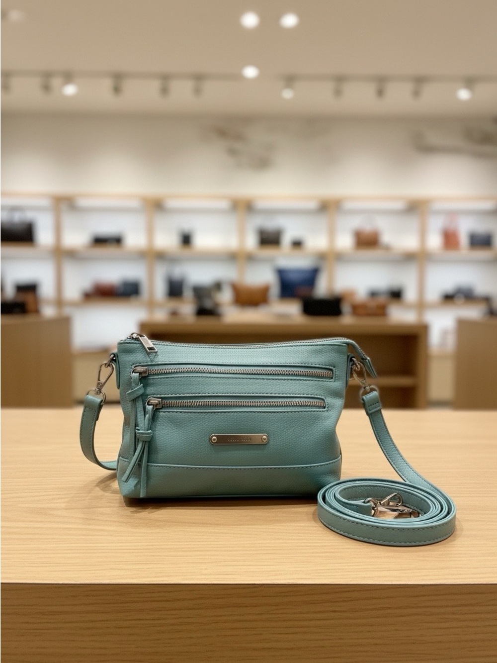 Stone Mountain Leather Crossbody Bag in Teal - Women - Picture 2 of 7